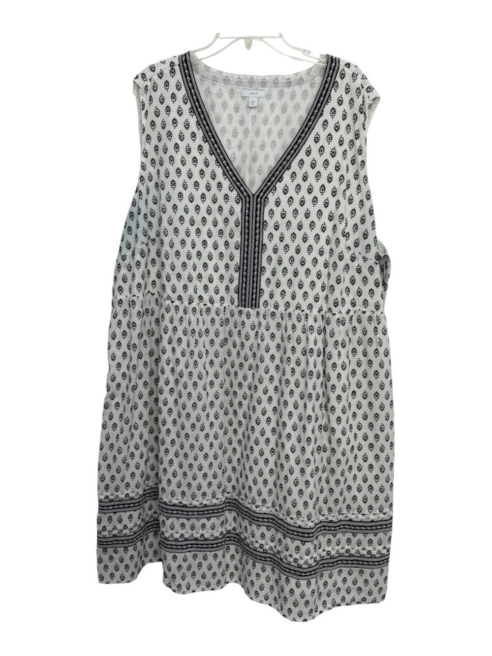 Pure Jill Sleeveless V-Neck Midi Dress Cream & Black size 4X - Picture 2 of 5